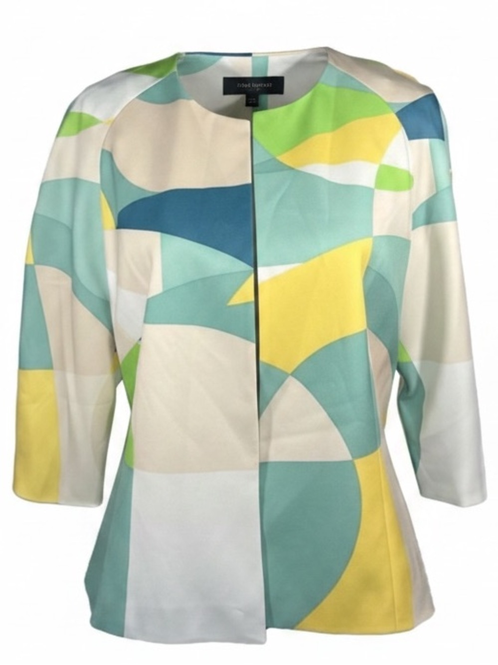 NWT John Meyers Colorful Geometric yellow Blue Turquoise Women's Jacket size 8